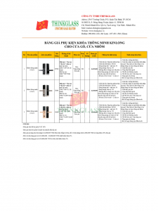 BẢNG GIÁ PHỤ KIỆN KHÓA THÔNG MINH KINLONG