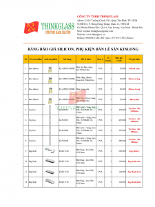 BẢNG GIÁ SILICON, PHỤ KIỆN BẢN LỀ SÀN KINLONG